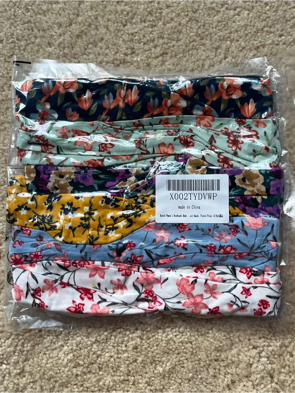 NWT Pack of 6 Huachi Boho Floral Wide Nonslip Fabric Headbands